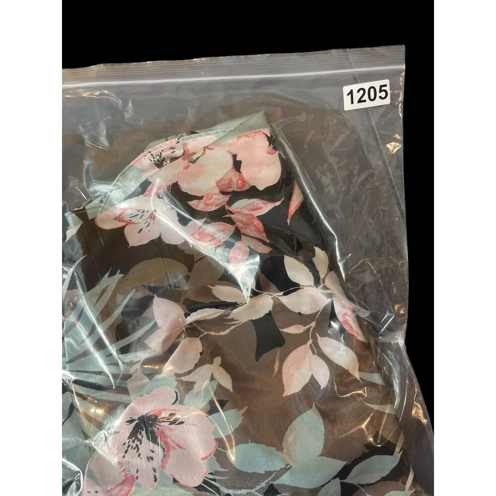 Linea Donnella Tropical Black Floral Satin Feel Mermaid Maxi Slip Dress L Y2K - Image 14