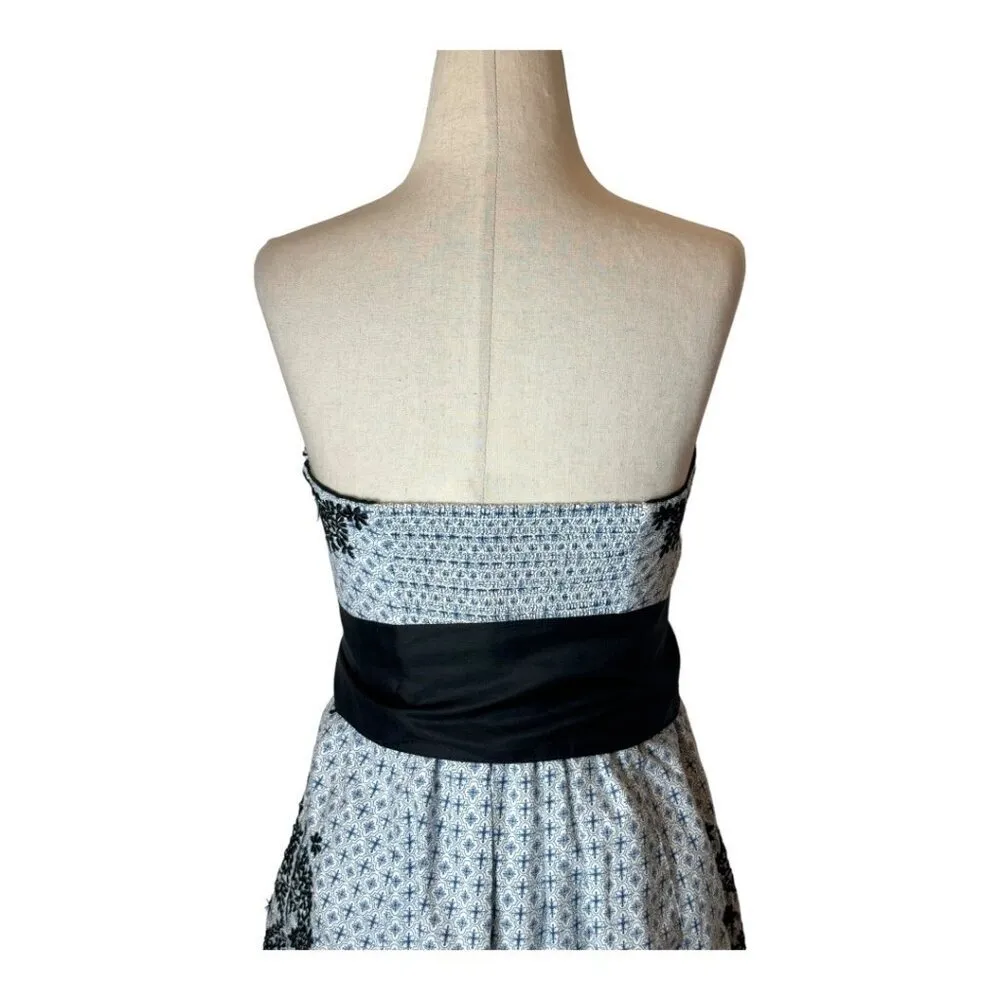 Anthropologie Moulinette Soeurs Dress Women 2 Blue Embroidered Strapless Elysian - Image 5