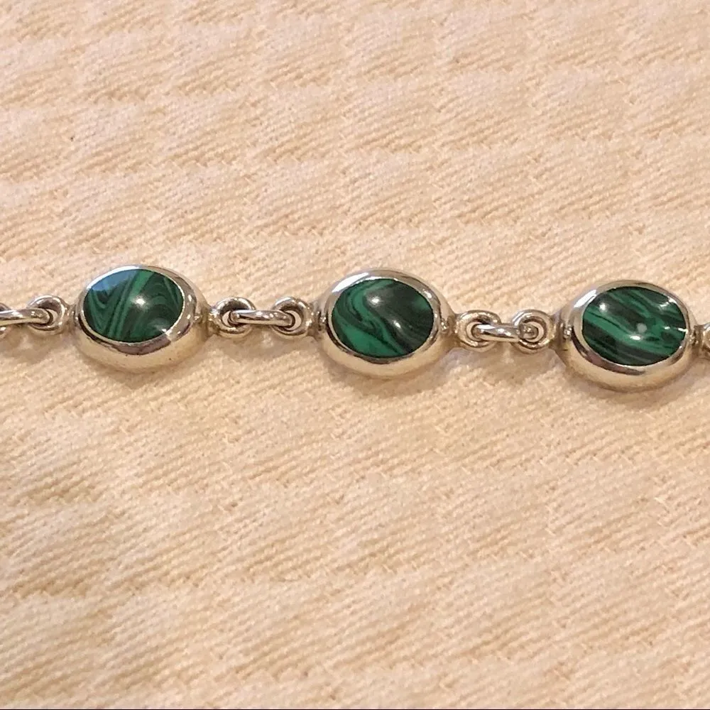 Sterling Silver TAXCO Malachite  Linked Bracelet - Image 9