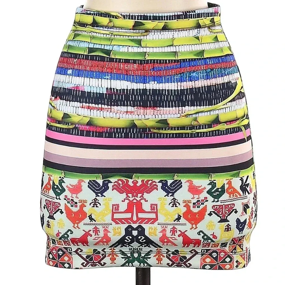 Clover Canyon Vintage Surf Shack Neoprene Bodycon Fitted Mini Skirt Size XS - Image 4