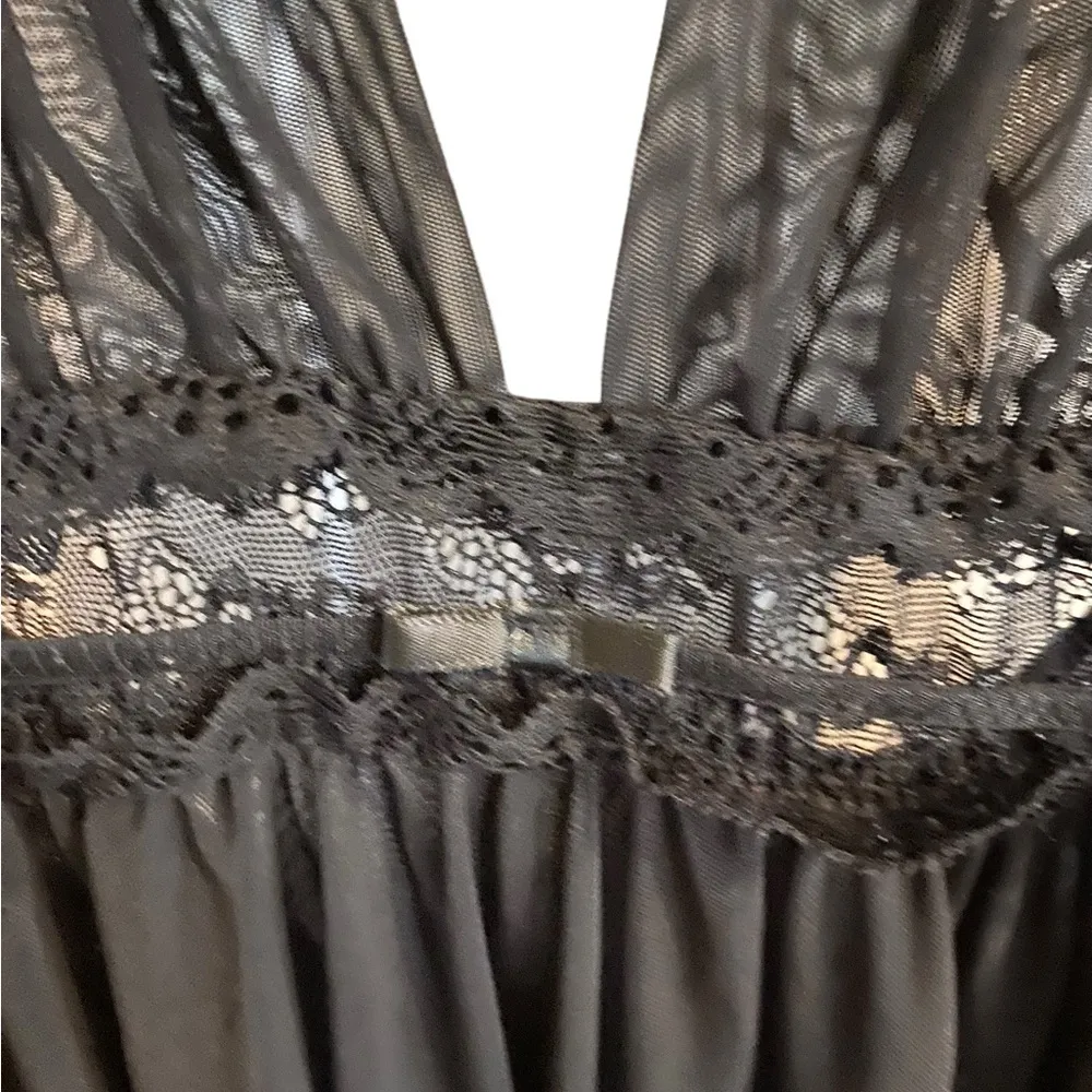 Lingerie Soft Lace Sleeveless Chiffon halter Black mini Nightdress Size M - Image 8