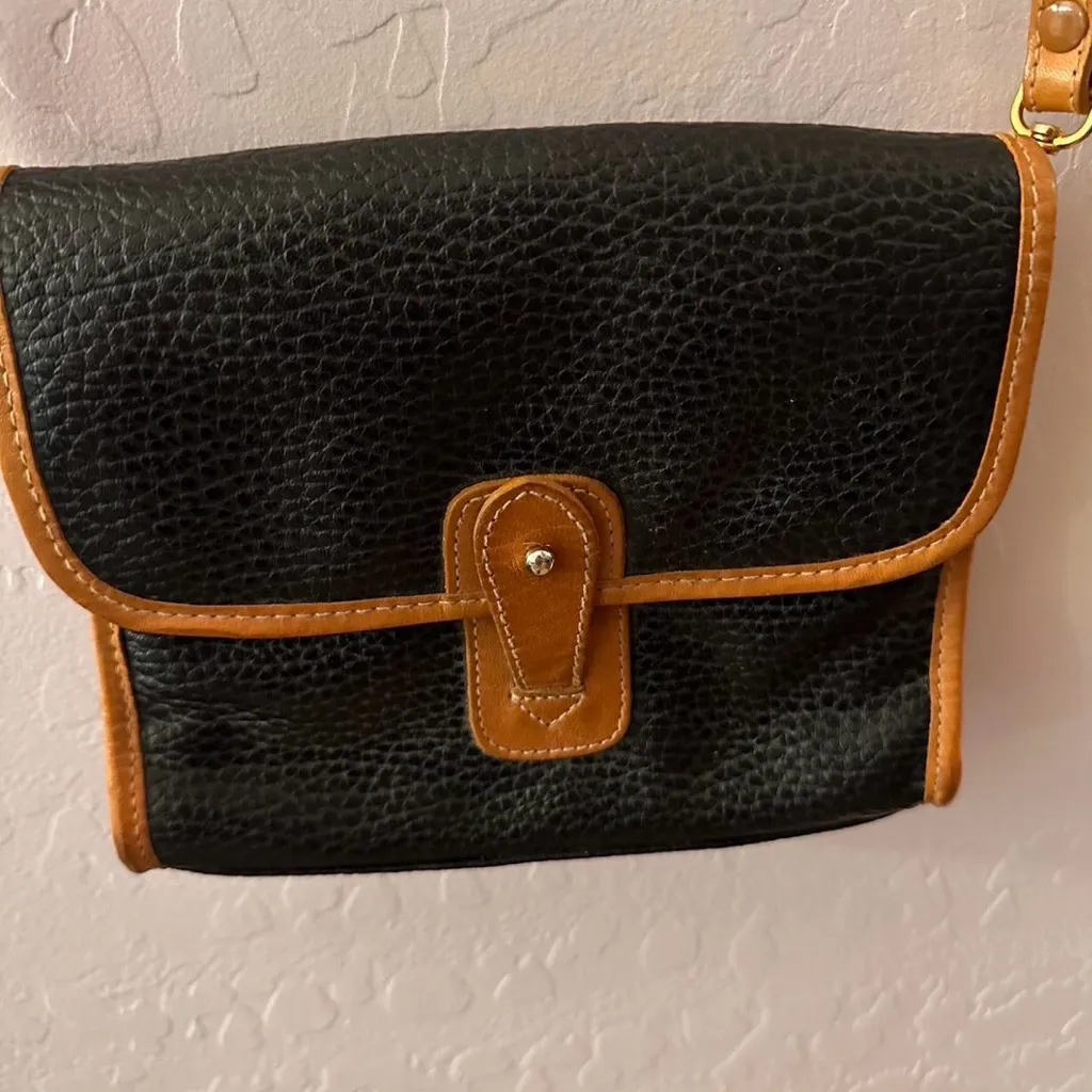 GH Bass & Co Vintage Crossbody Bag, Black & Brown Leather Satchel - Image 2