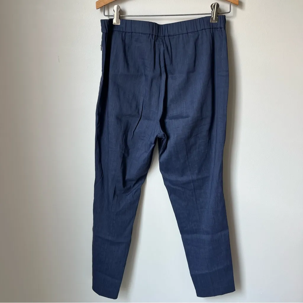 Theory Basic Pull On Pants Navy Blue Linen Women's 6 - Image 3