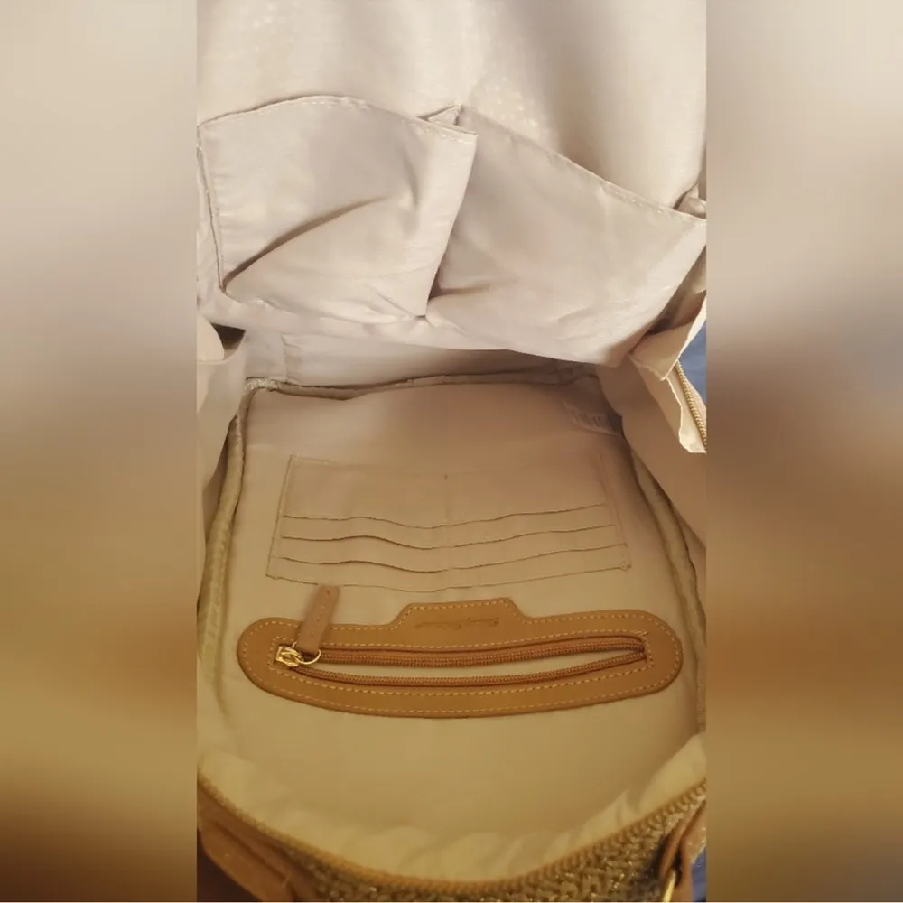 Tommy Bahama  Tan Straw Backpack - Image 2