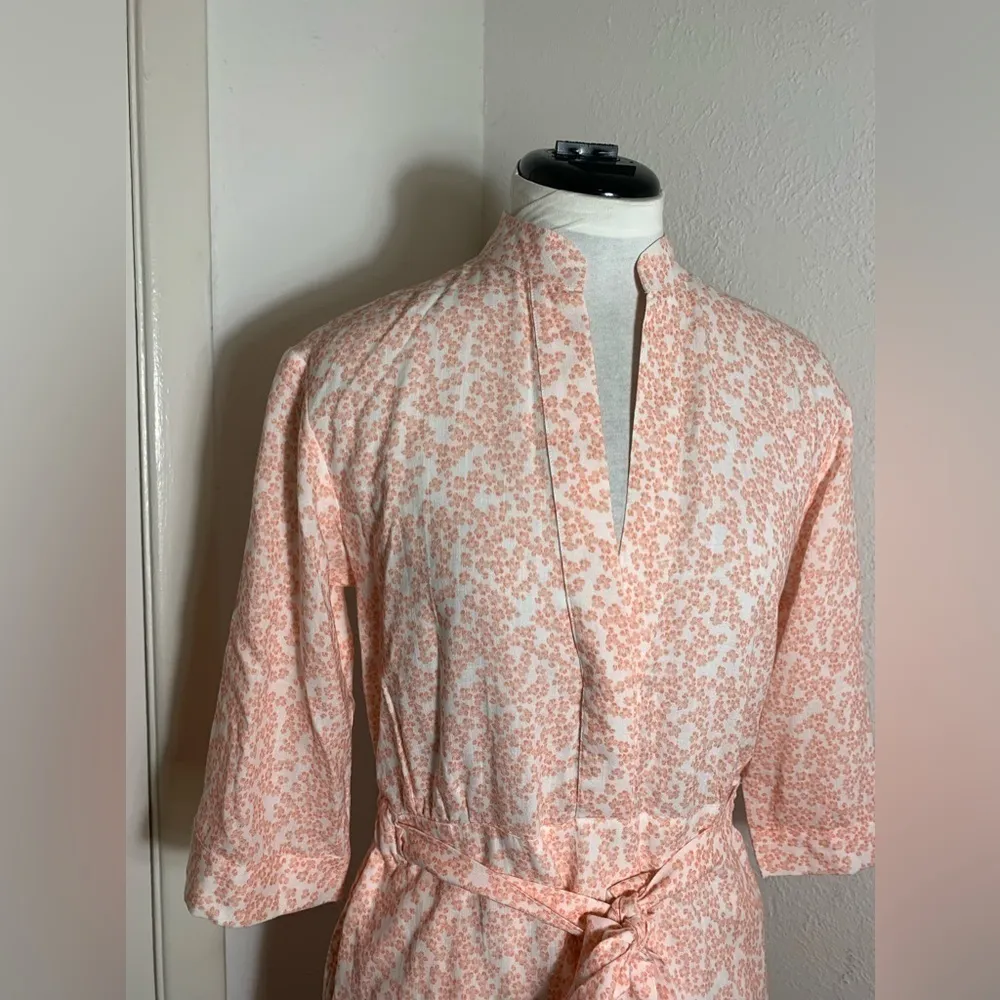 Beau & Ro The Every Dress in pink peach floral. Midi, belted. Size XS - Image 3