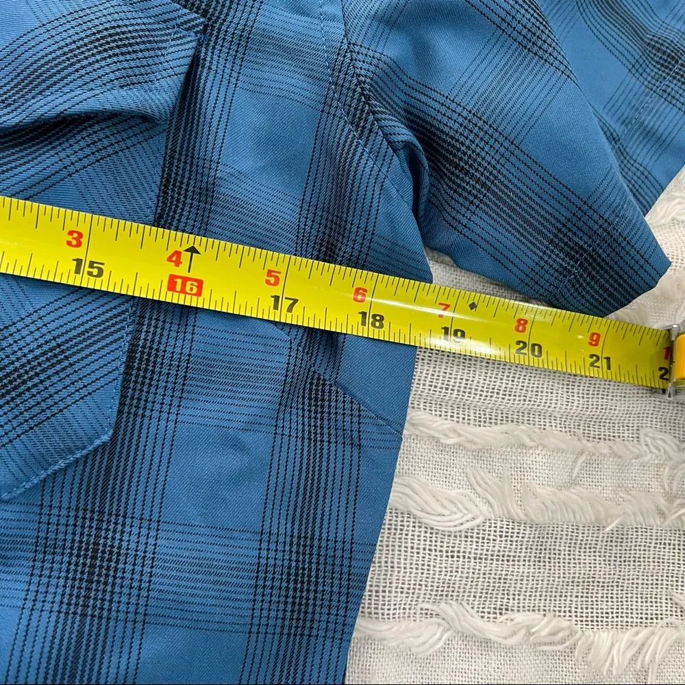 Dixxon Flannel Shirt Womens Sz M Caicos Blue Black Plaid Short Sleeve Western Size M - Image 9