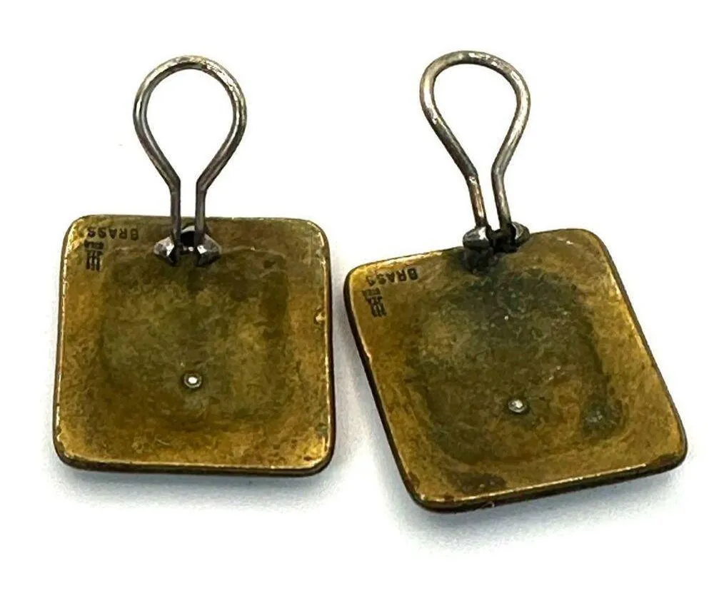 Rare-Collectable Retired James Avery Sterling Silver Brass Square Earrings - Image 2