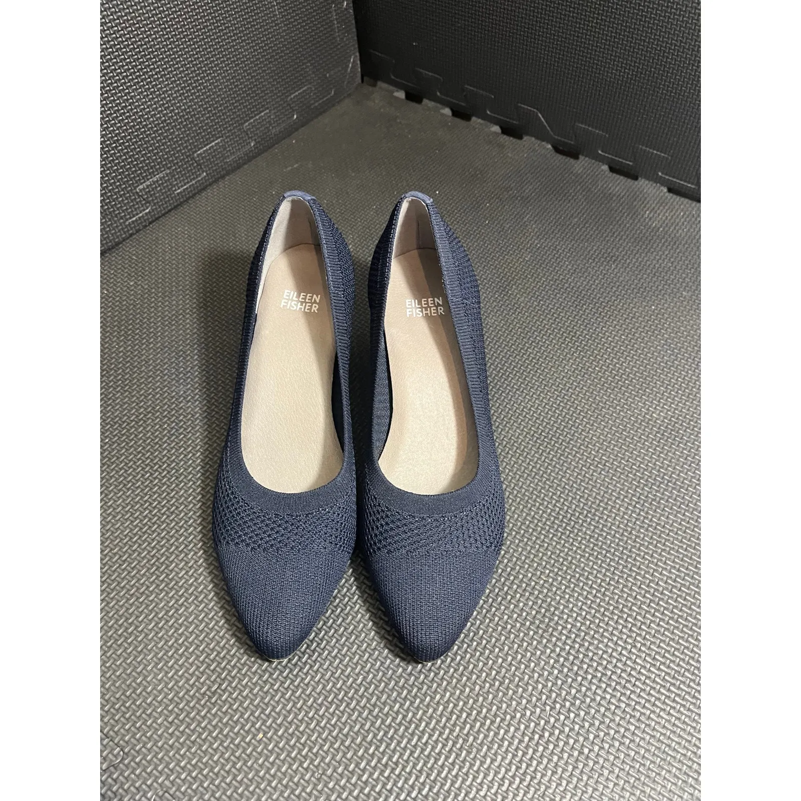 EILEEN FISHER GABBY STRETCH KNIT PUMPS DRESS‎ SHOES Women Size 6.5 Navy BLUE - Image 2