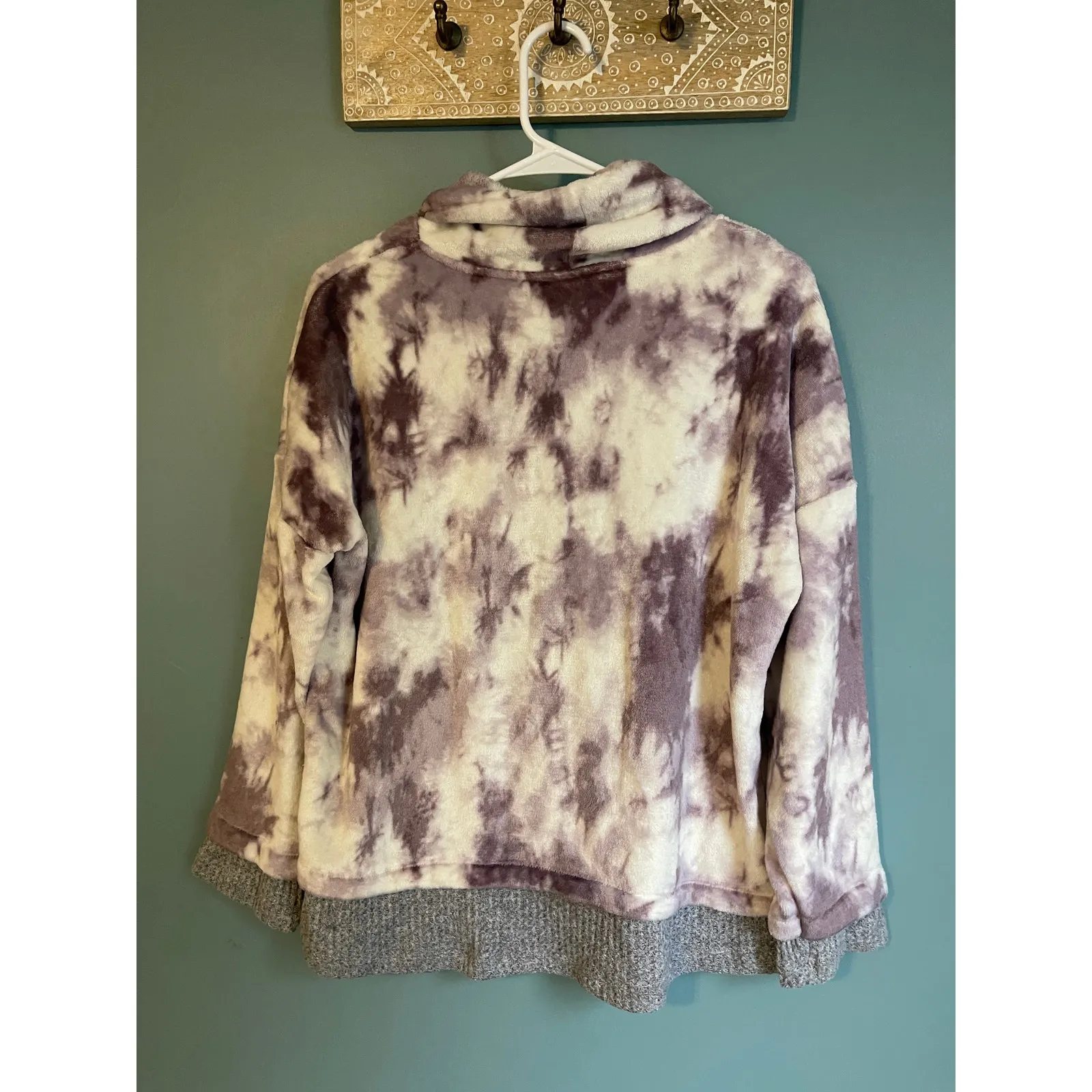 Como Vintage Purple Tie Dye Pullover Cowl Neck Soft Sweater - Image 5