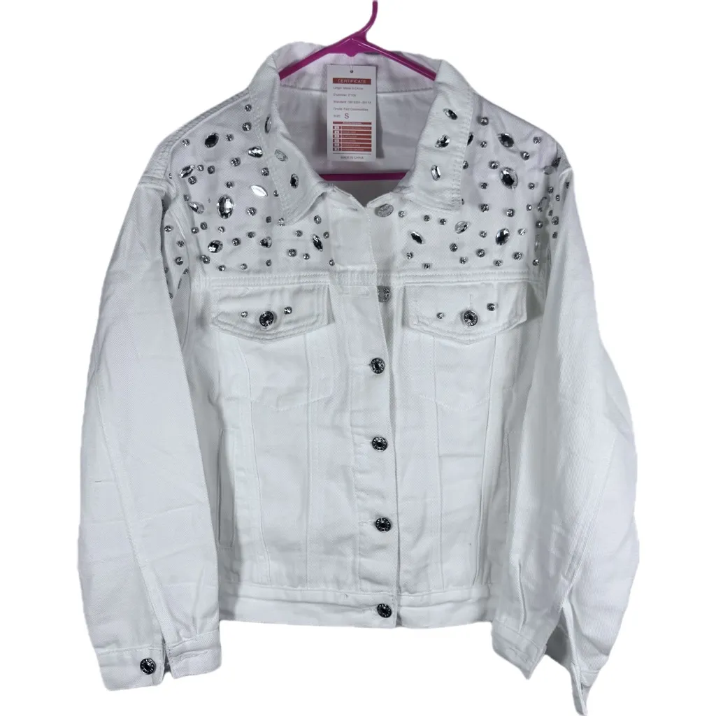 NWT Women’s White Jean Jacket Embellished Western Trucker‎ - Image 7