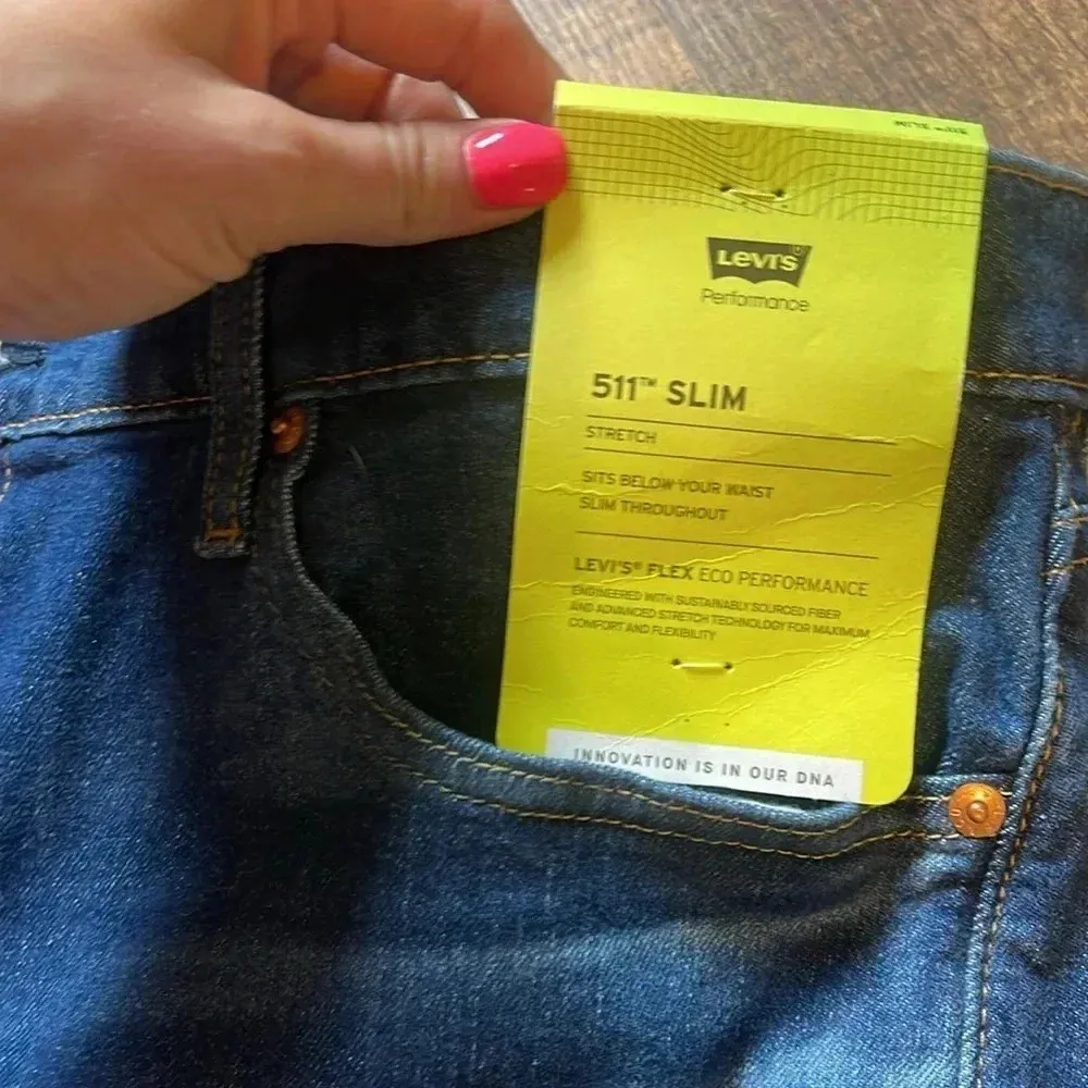 Levi’s Stretch 511 Slim medium wash distressed denim jeans 40x32 NWT - Image 5