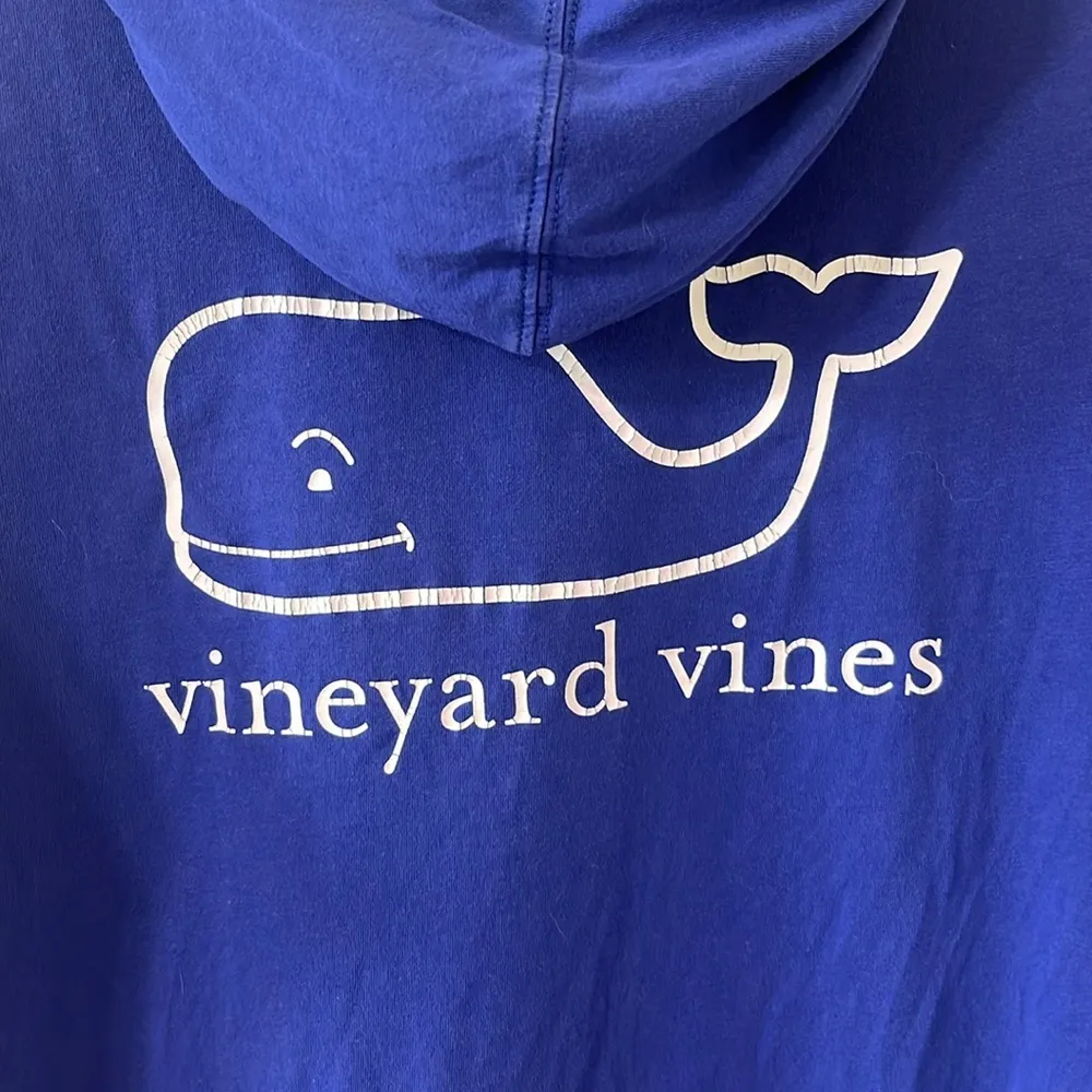 Vineyard Vines Vintage Whale Graphic Hoodie Blue White Size Small - Image 5
