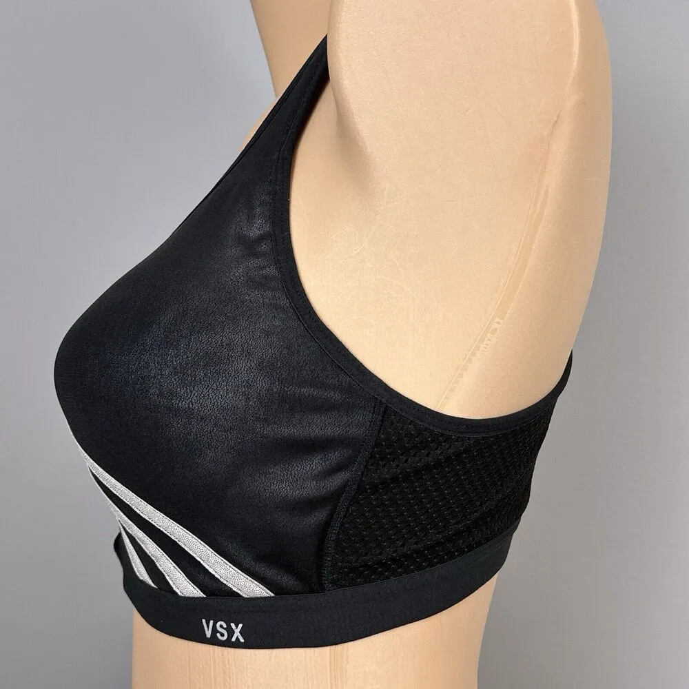 Victoria's Secret VSX Sport Sports Bra Size 34D Faux Leather Underwire Layered - Image 5