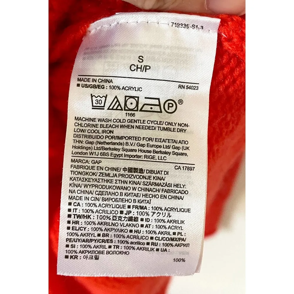 Gap Cable Roll Neck Oversized Sweater Orange Size Small - Image 5