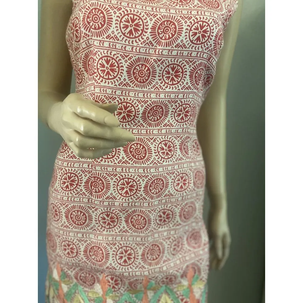 ESLEY RED EMBROIDERED‎ SHEATH DRESS SZ SMALL - Image 4