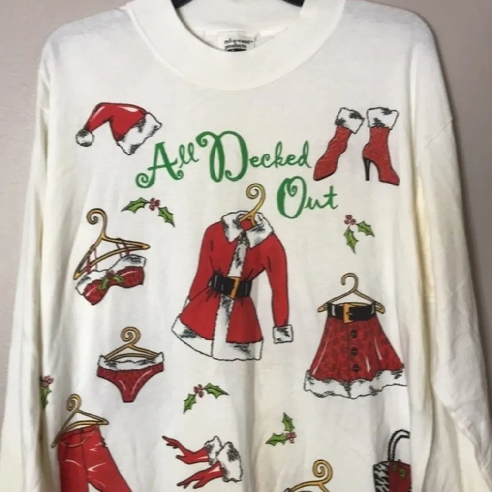 Vintage ladies Christmas fashion long sleeve shirt size large 100% cotton - Image 2