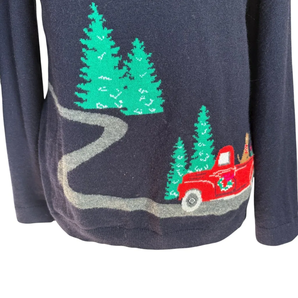 Talbots Petites dark blue long sleeve pullover turtleneck Christmas sweater SP - Image 7