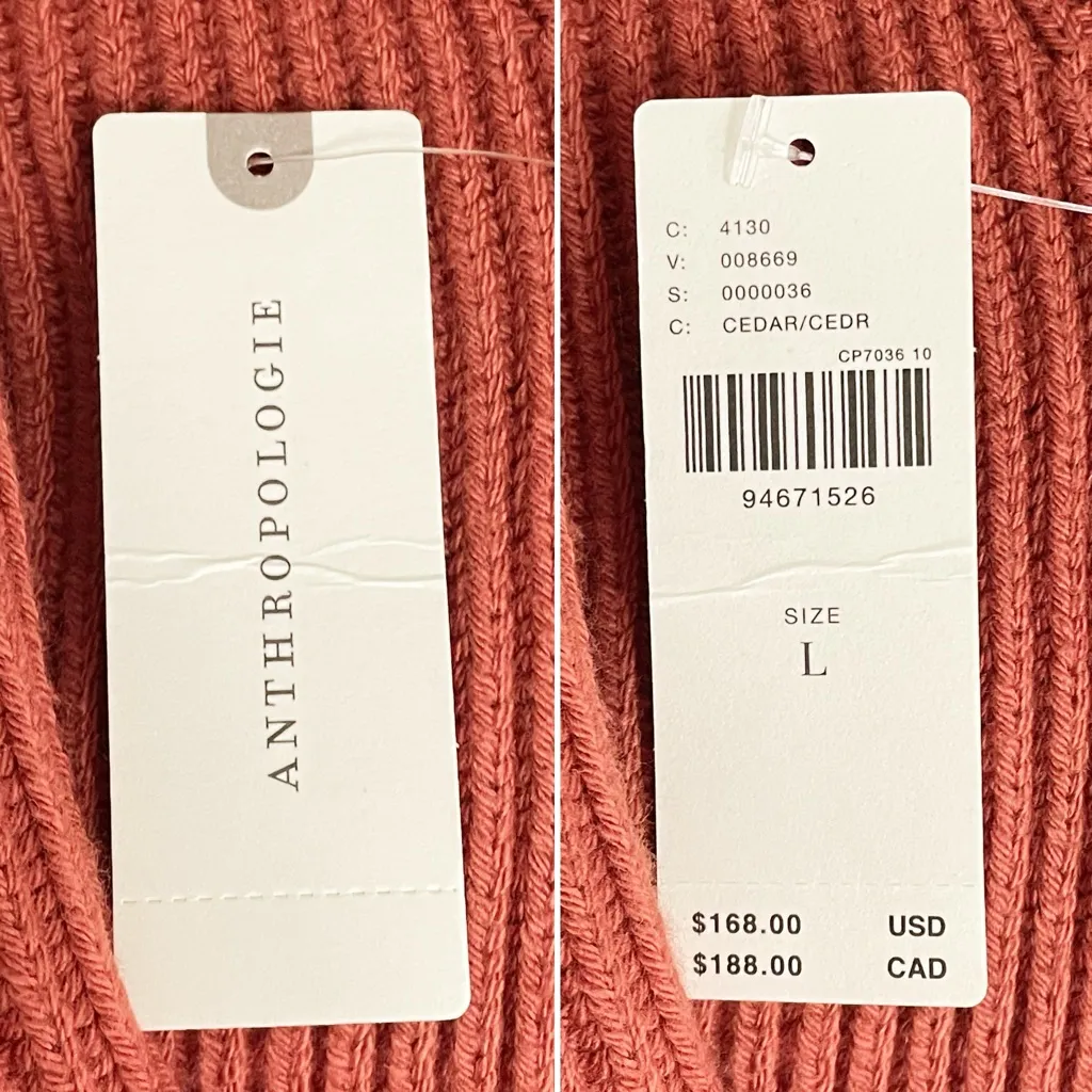 NWT Maeve Anthropologie Cedar Mock Neck Knit Sweater Dress Sz Large Rust Brown - Image 10