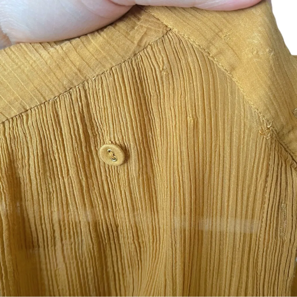 Zimmermann Plisse Textured Crepe Button Down Lettuce Trim Balloon Sleeve Top L - Image 7