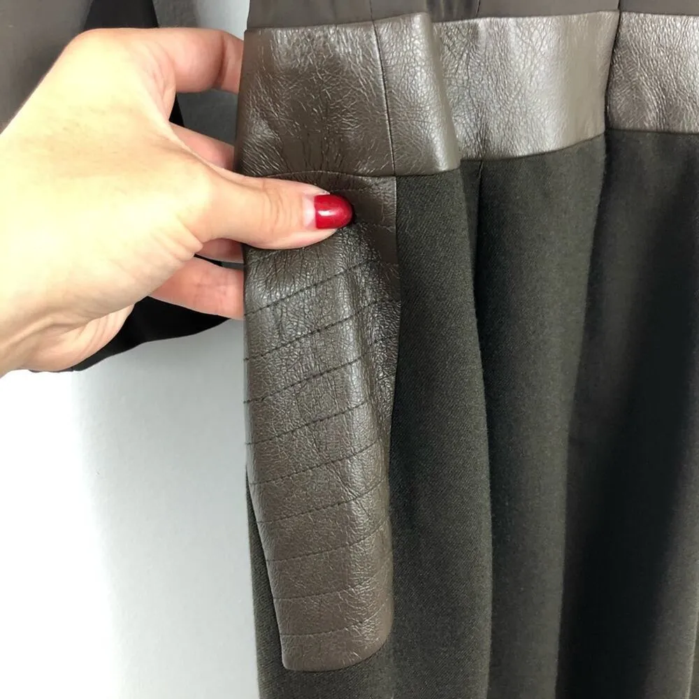 Rickie Freeman Teri Jon Sheath Dress Faux Leather Brown Size 4 - Image 11