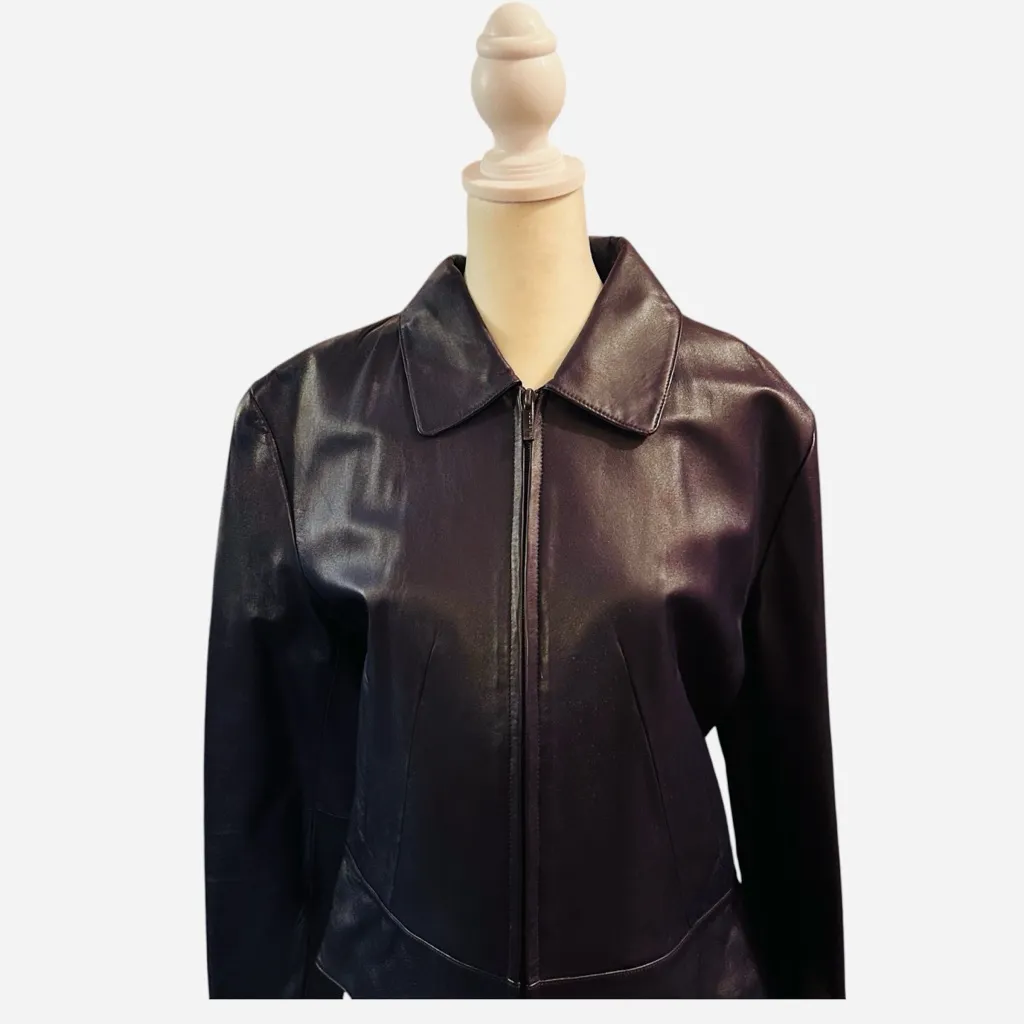 Vintage Wilsons Leather Eggplant Purple Leather Jacket Large - Image 2