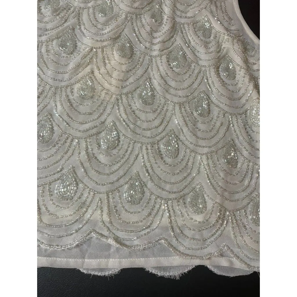 NEW Lucy & Laurel Beaded net mermaid tank Top blouse S PARTY FESTIVAL DAINTY - Image 2