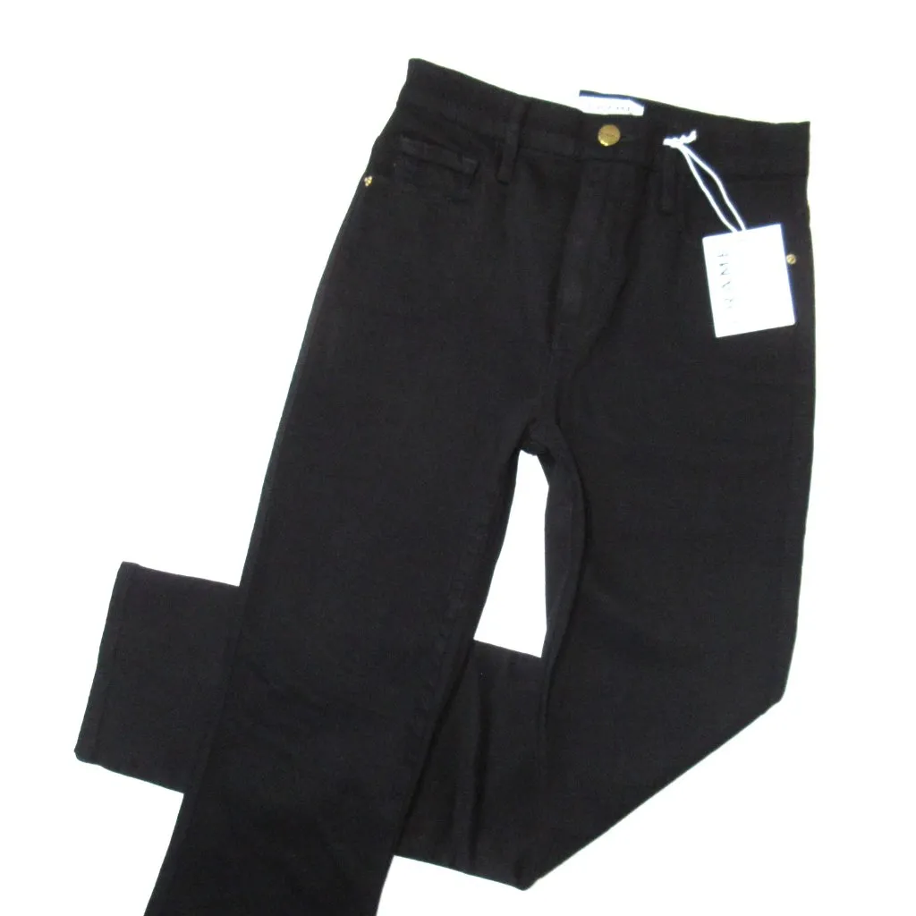 NWT FRAME Le Sylvie Slender Straight in Film Noir Black Stretch Jeans 25 - Image 2