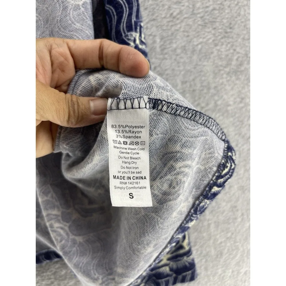 Lularoe Women's Open Front Cardigan Blue Floral Long Sleeve Full Length Small - Image 4