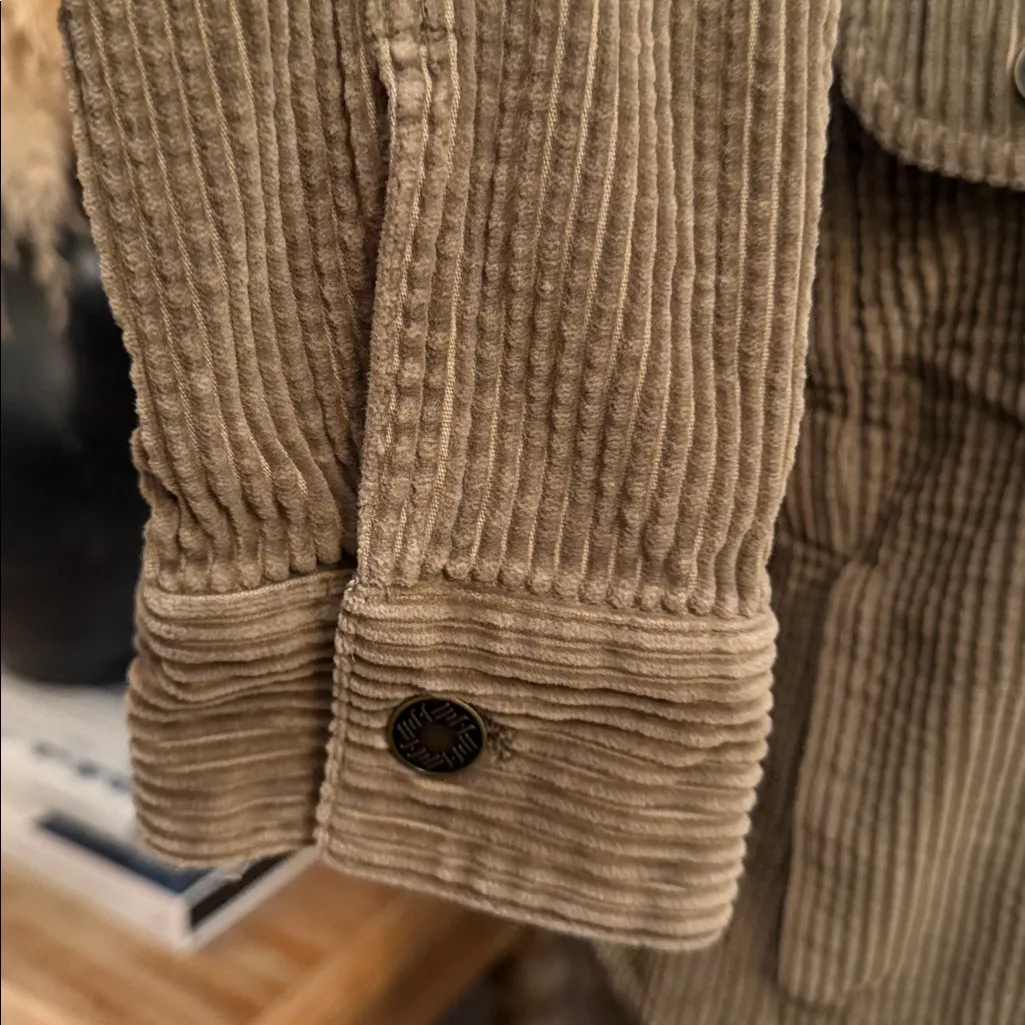 J.Jill Moss Green Velvet Trim Corduroy Button Down Jacket Size Small - Image 3