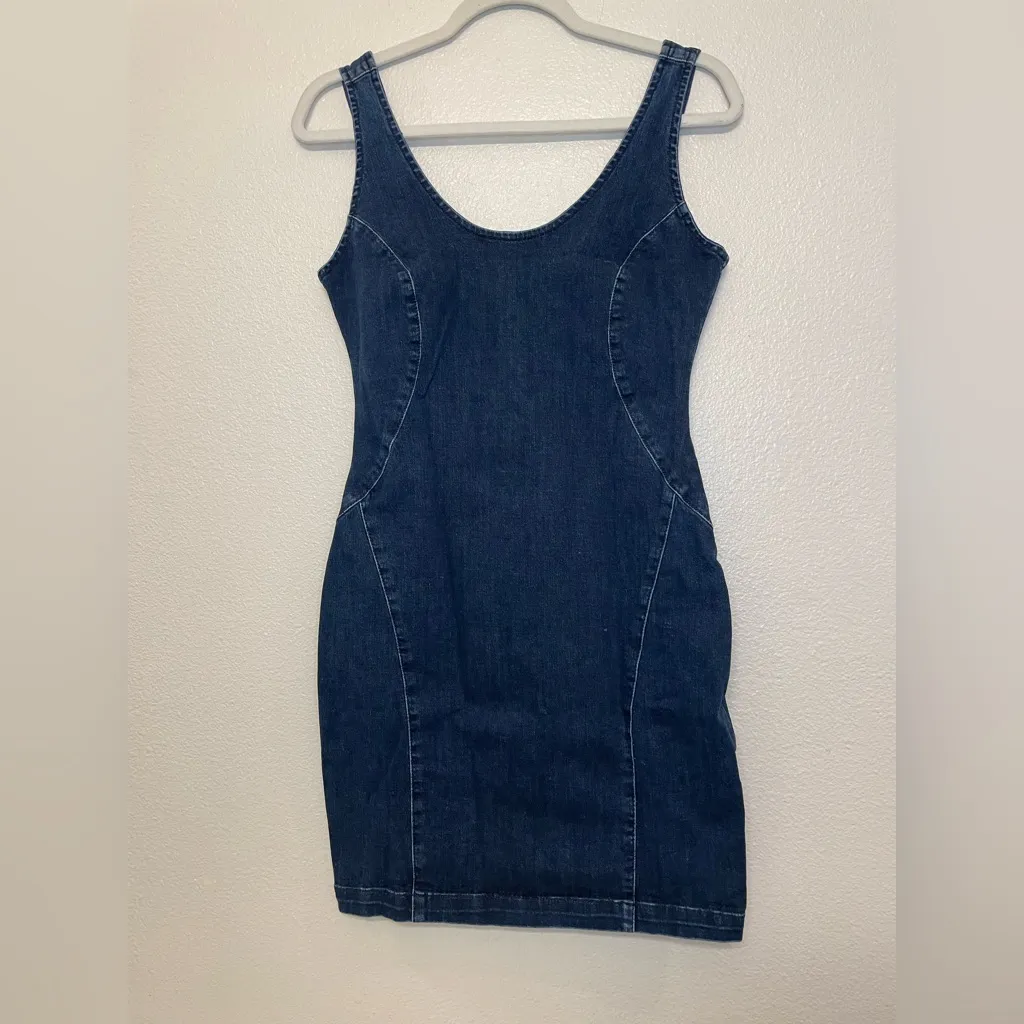 Guess Sofia Dark Blue Denim Mini‎ Dress Size M - Image 3