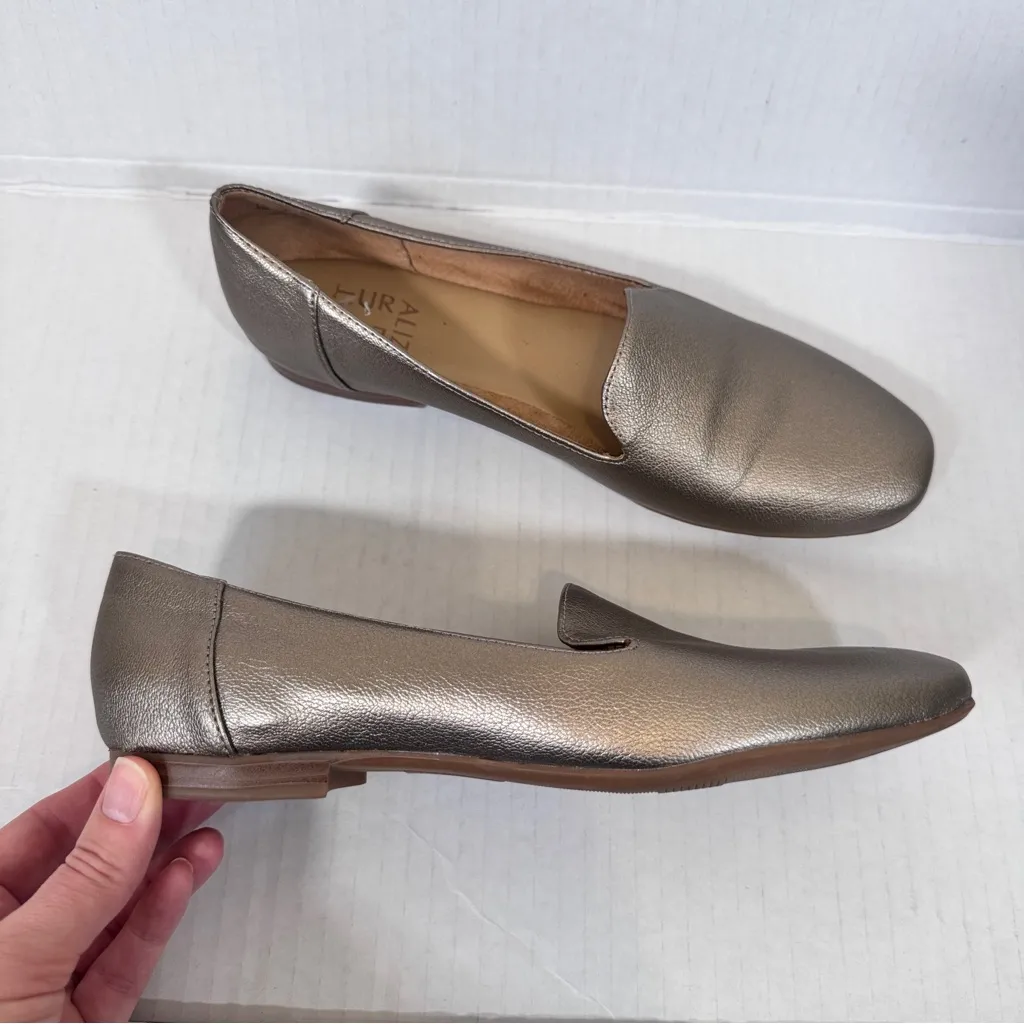 Naturalizer Gold Leather Slip On Loafer Flats Womens 8 Comfort Shoes Classic - Image 5