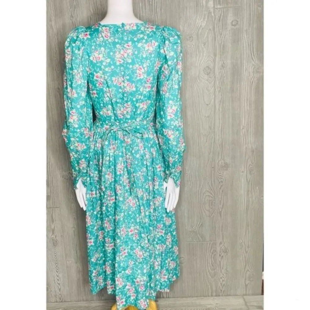 Vintage cottage core / boho floral puff sleeve Laura Ashley dress size 8 - Image 4