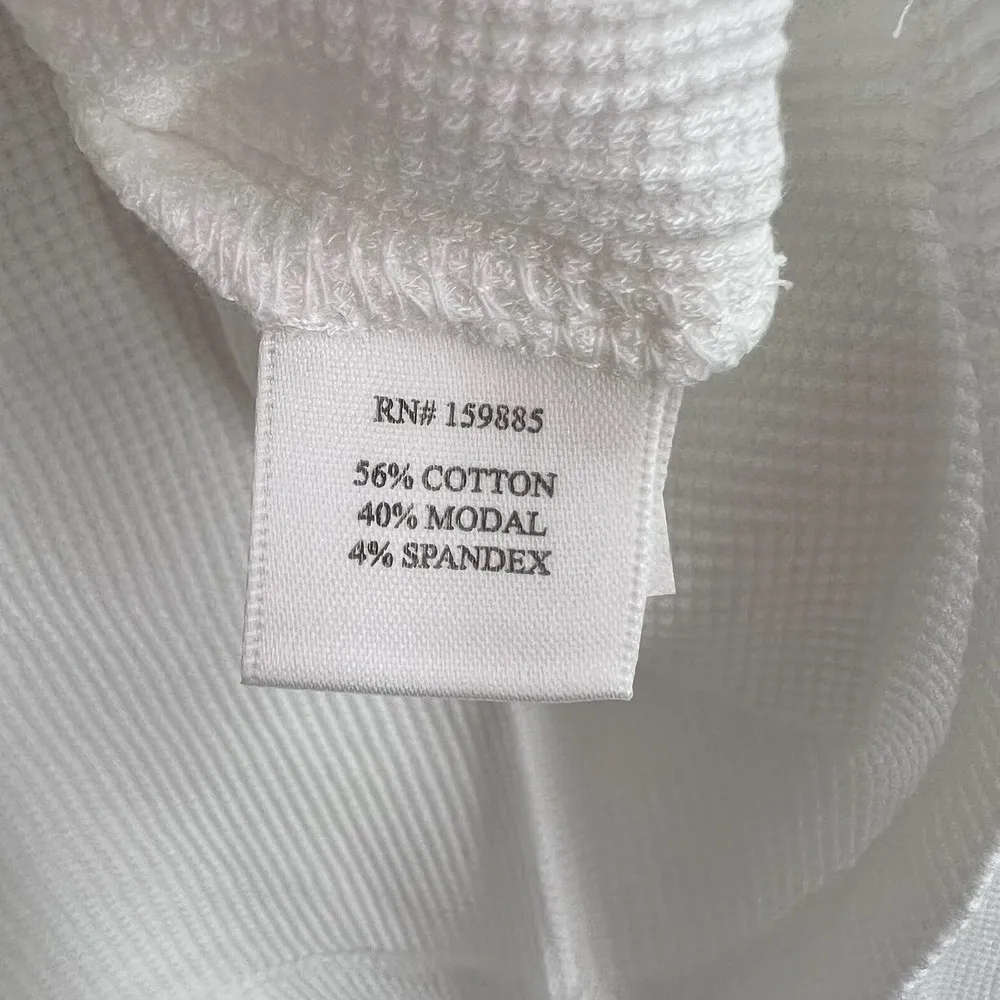 Bobi Dropped Shoulder Waffle Knit Henley Tee White Size Medium New - Image 4