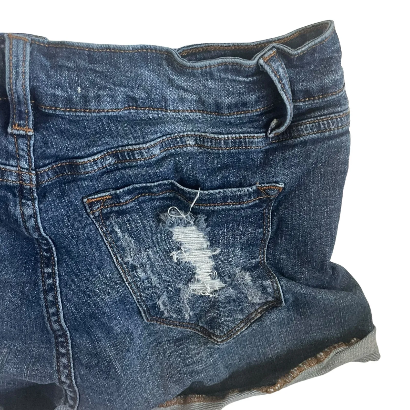 KancCan‎ Women Jean Shorts 28 Blue Distress Daisy Dukes Cowgirl Festival Denim - Image 6