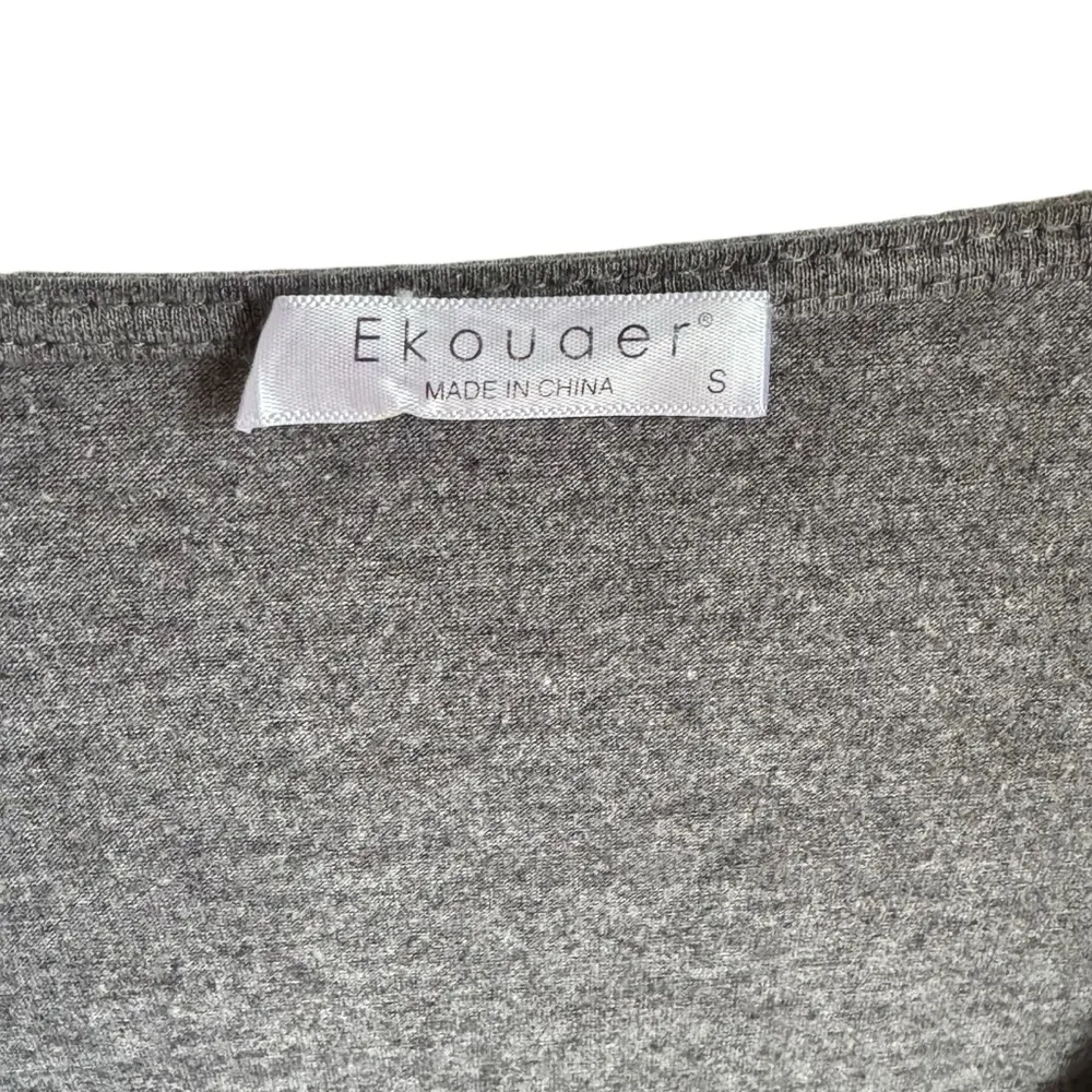 Maternity Nursing Robe Wrap Grey Lightweight 3/4 Sleeve Pockets Small Women’s - Image 3