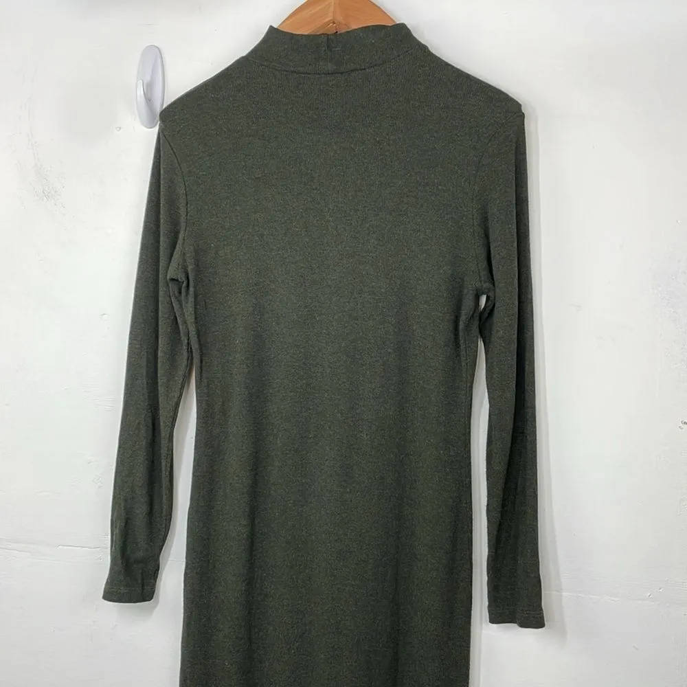 Tkees The Super Rib Turtleneck Maxi Dress long sleeve size Small Green - Image 6