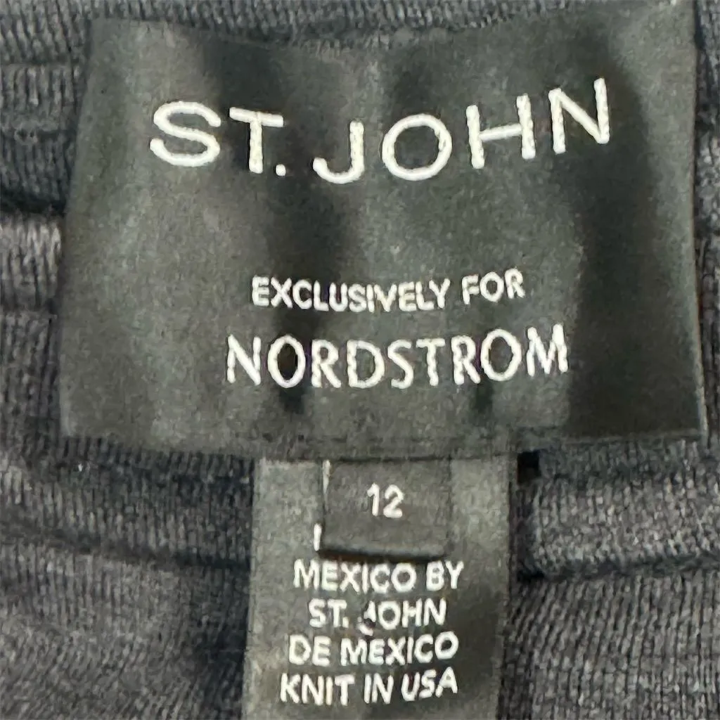 St. John Black Knit Pants 12 Wool Blend Stretch PullOn Straight Leg Quiet Luxury - Image 4