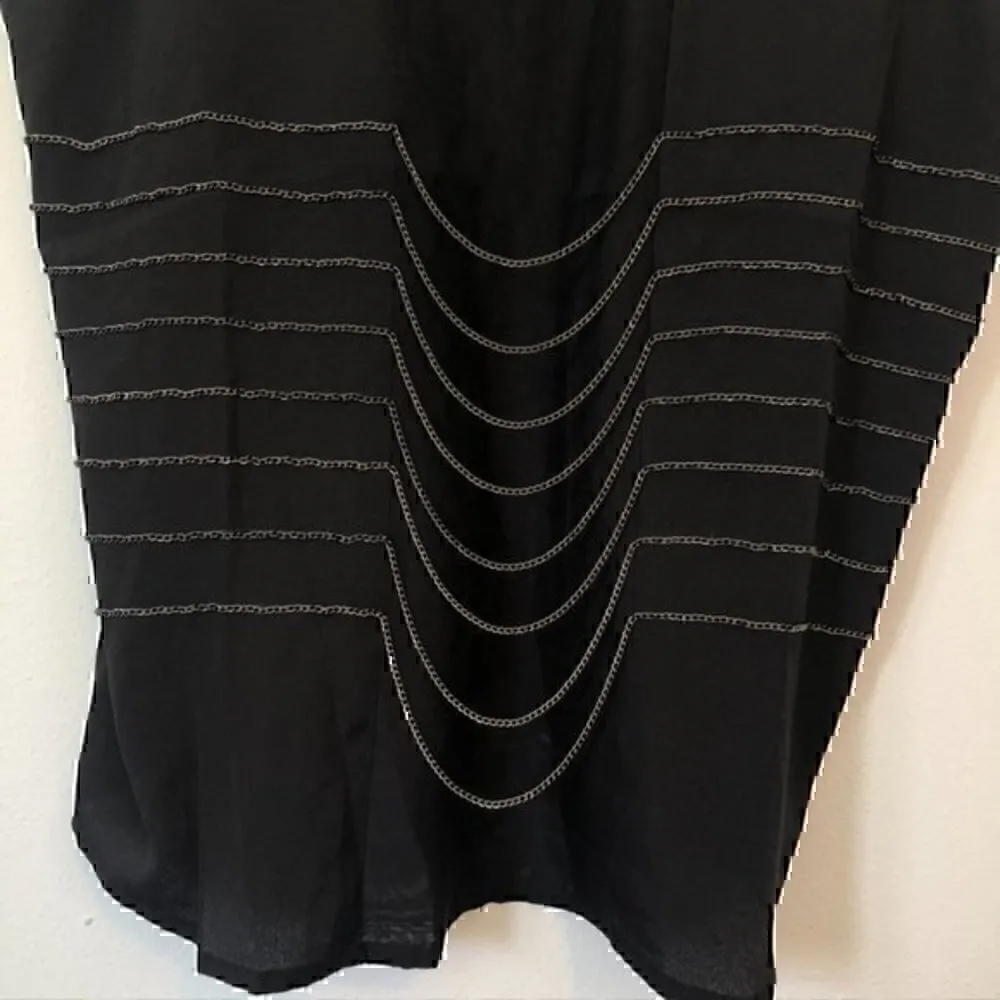 LINE DOT REVOLVE Solid Black Chain Sleeveless Scoop / V-Neck Blouse Top Medium M - Image 5