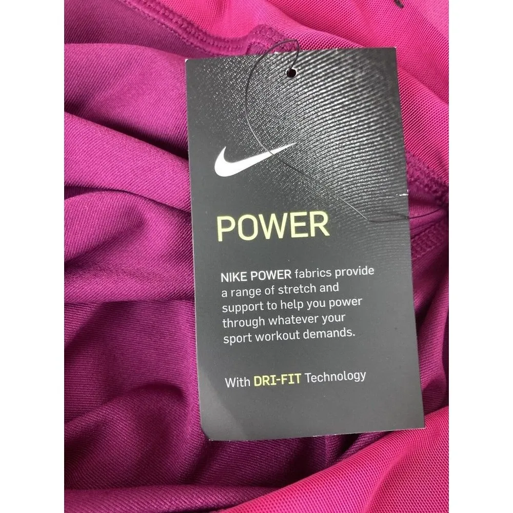 New Nike Womens Dri-Fit Power Tight Running Legging Maroon Color Block Womens Lg - Image 7