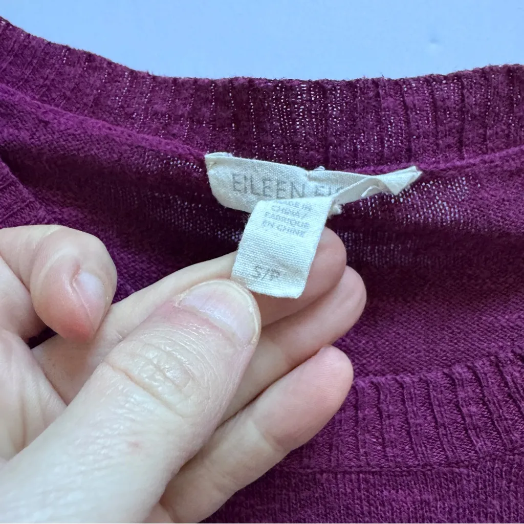 Eileen Fisher Purple Organic Linen & Cotton Jewel Neck Size Small NWOT - Image 3