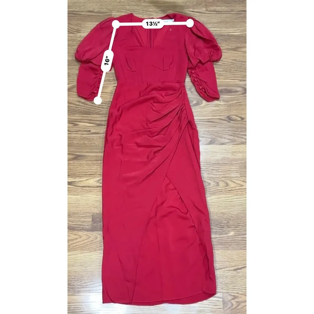 SELF-PORTRAIT Red Ruched GATHERED STRETCH-CREPE MIDI PARTY DRESS US 0 - Image 5