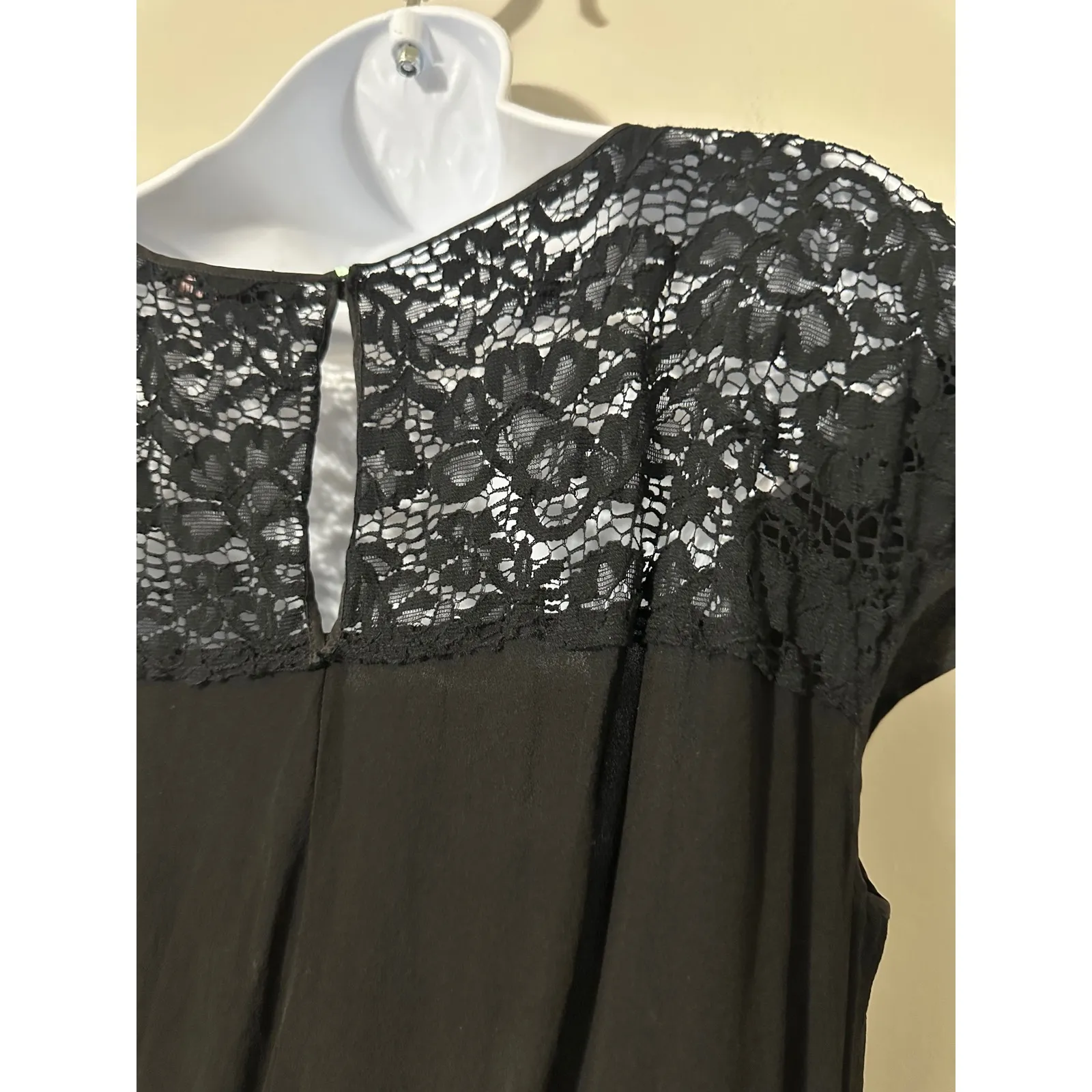 Nina Ricci Black Lace Cap Sleeve V Neck Cocktail Party Dress Size‎ 10 Silk Blend - Image 5