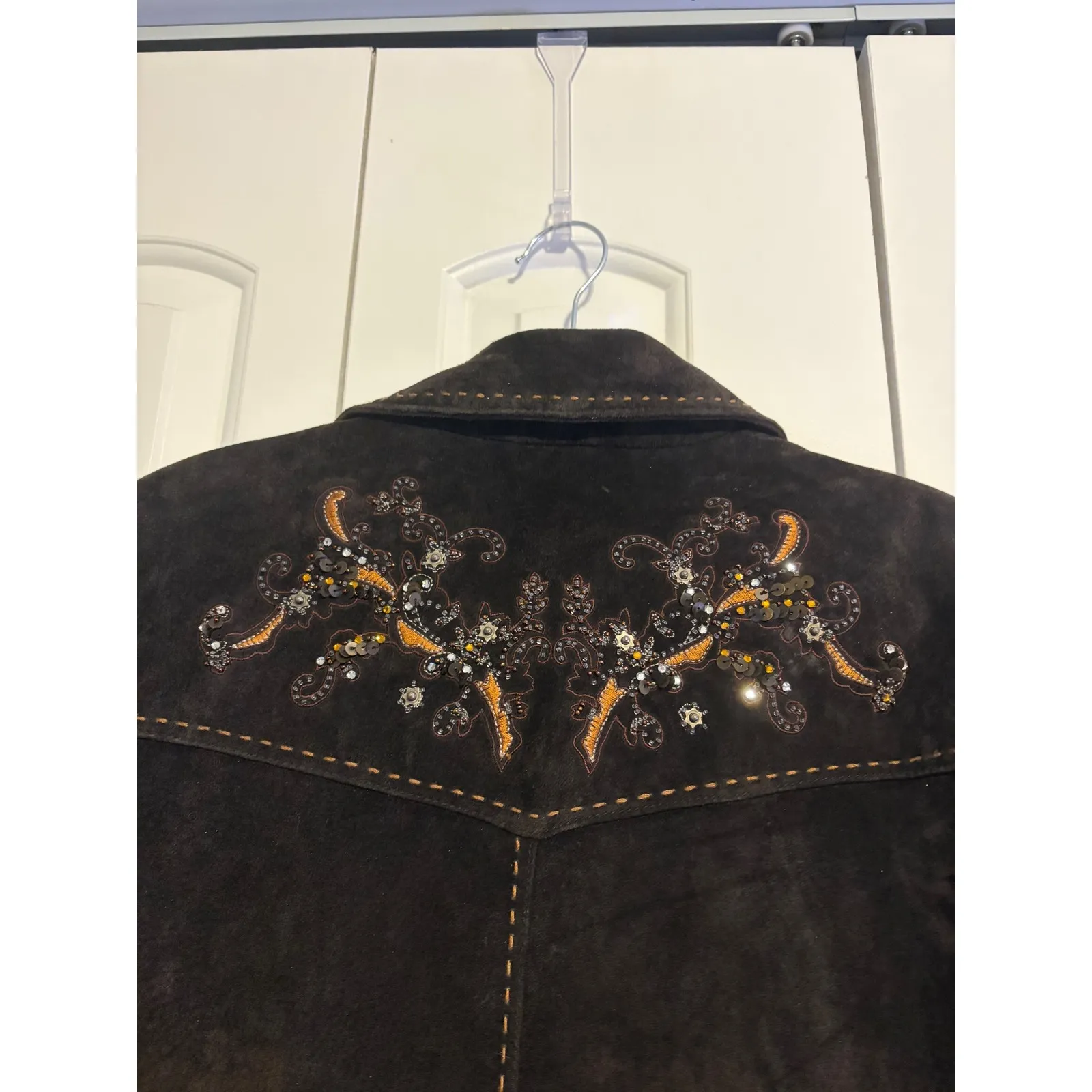 Coldwater Creek Brown Suede Beaded Embroidered Western Style Jacket Women's 2X - Image 10