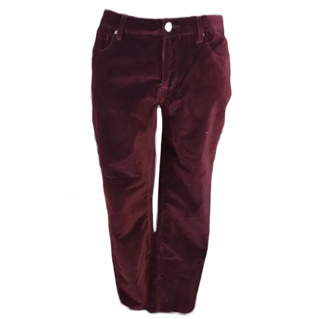 RUFF HEWN BURGUNDY VELOUR TROUSER PANTS (12) - Image 3