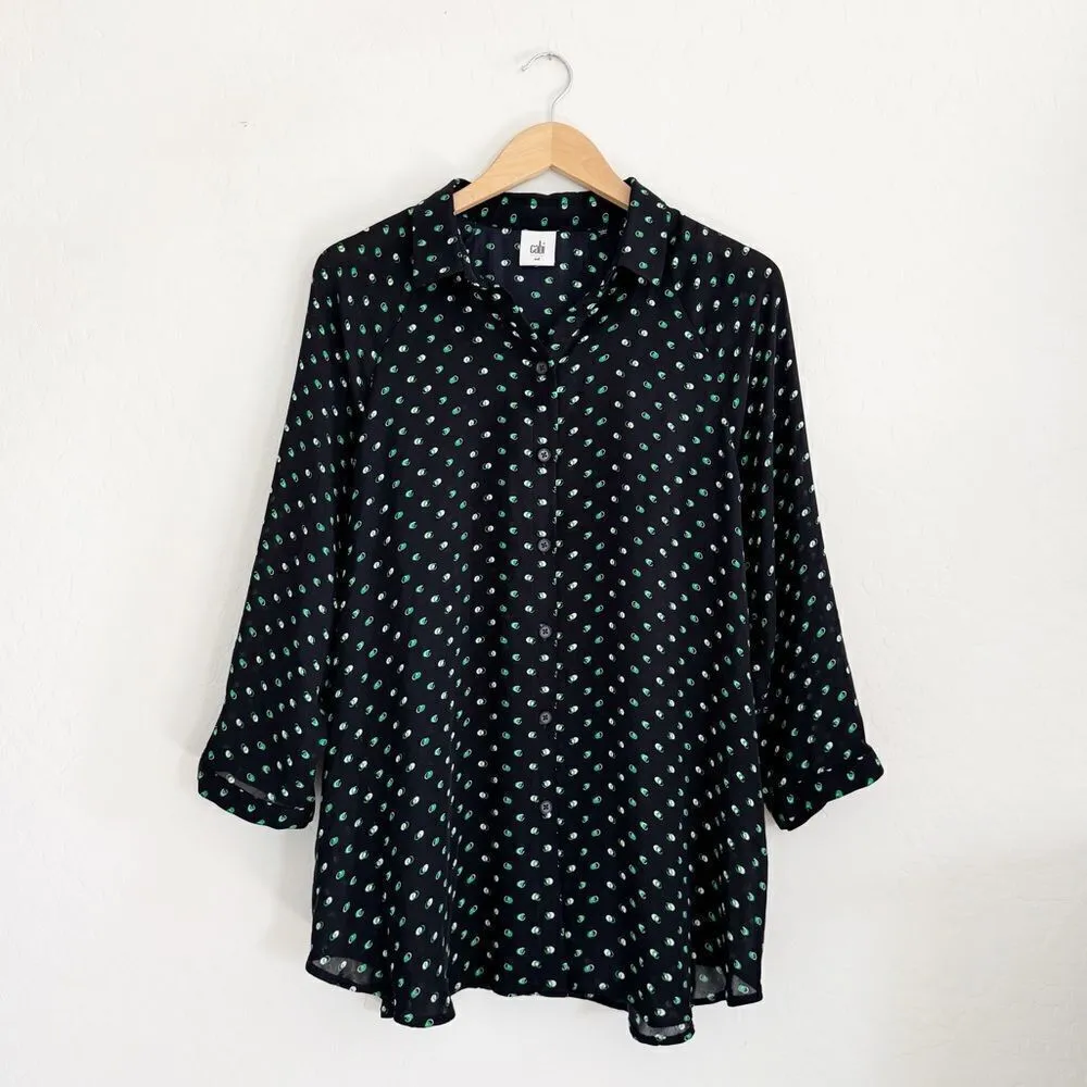 CAbi Olive Martini Navy Button-Down Blouse #5019 Size M - Image 2
