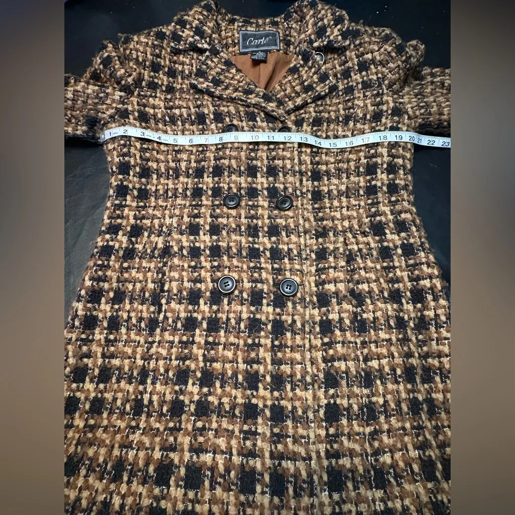 Carte double breasted wool blend coat. Size M Black Size M - Image 6