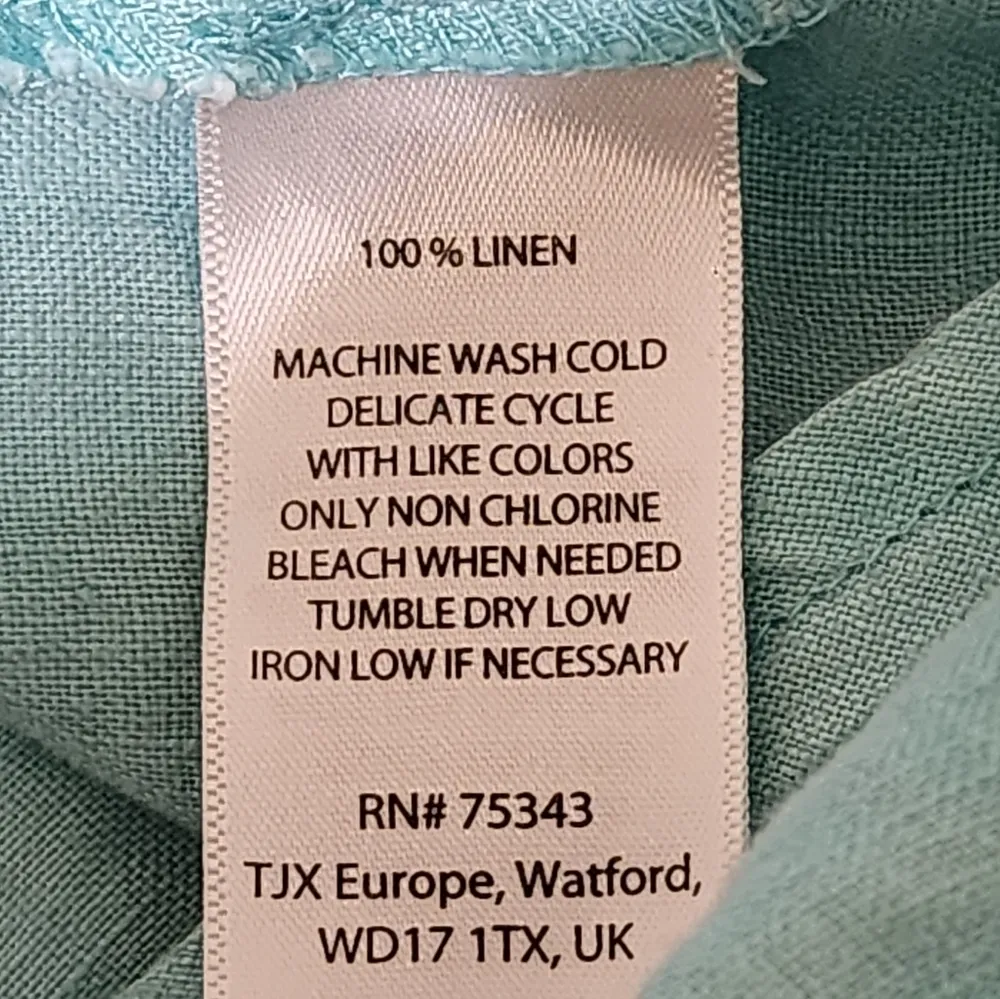 Cynthia Rowley Linen Top Womens Size S Roll Tab  Sleeves Pockets Collared Blue - Image 11