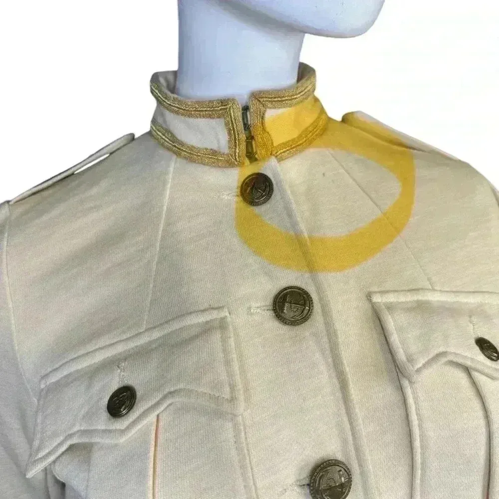 Denim & Supply Ralph Lauren Military Style Jacket cream With Gold Trim Pockets. - Image 6