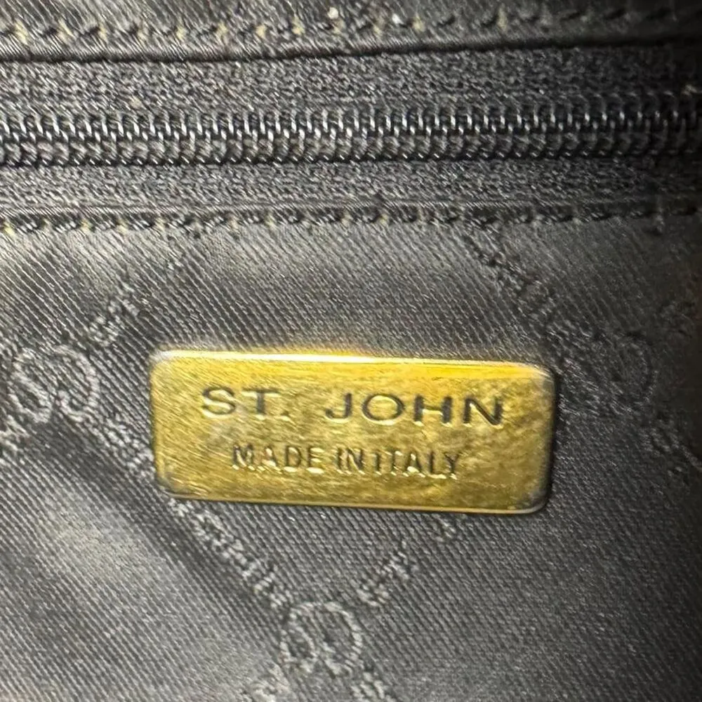 St. John Signature Black Jacquard shoulder bag with adjustable shoulder strap - Image 6