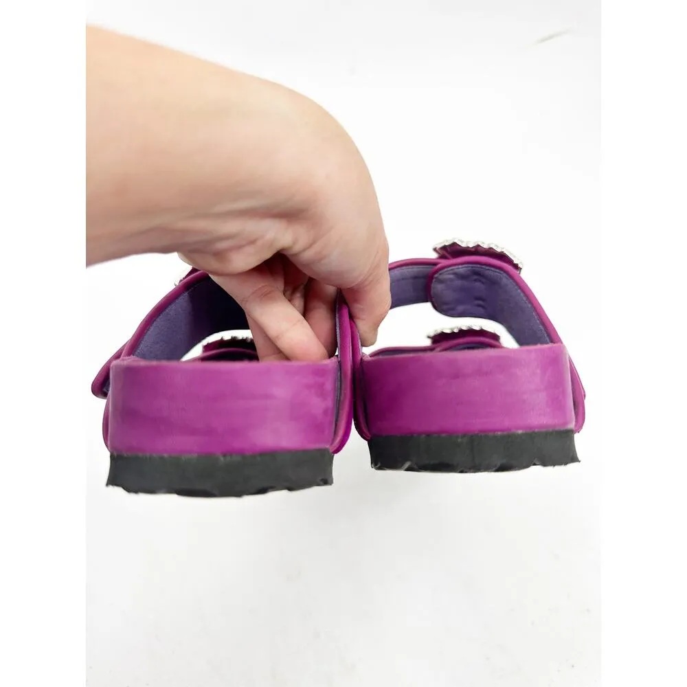 Manolo Blahnik Birkenstock Sandal in Fuchsia Velvet 37 - Image 8